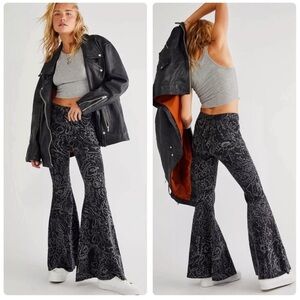 Free People We The Free Float On Black Paisley Flare Pants